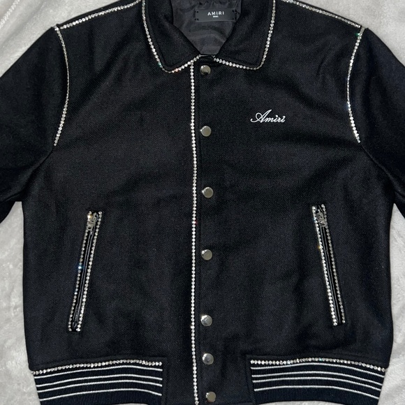 Amiri Cherub Crystal-embellished Wool Jacket In Black sz Small